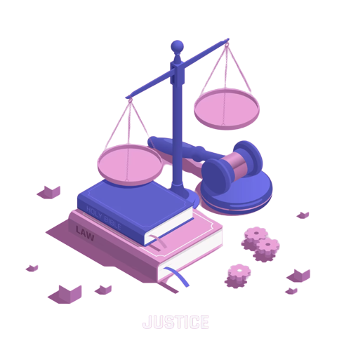 Justice isometric illustration